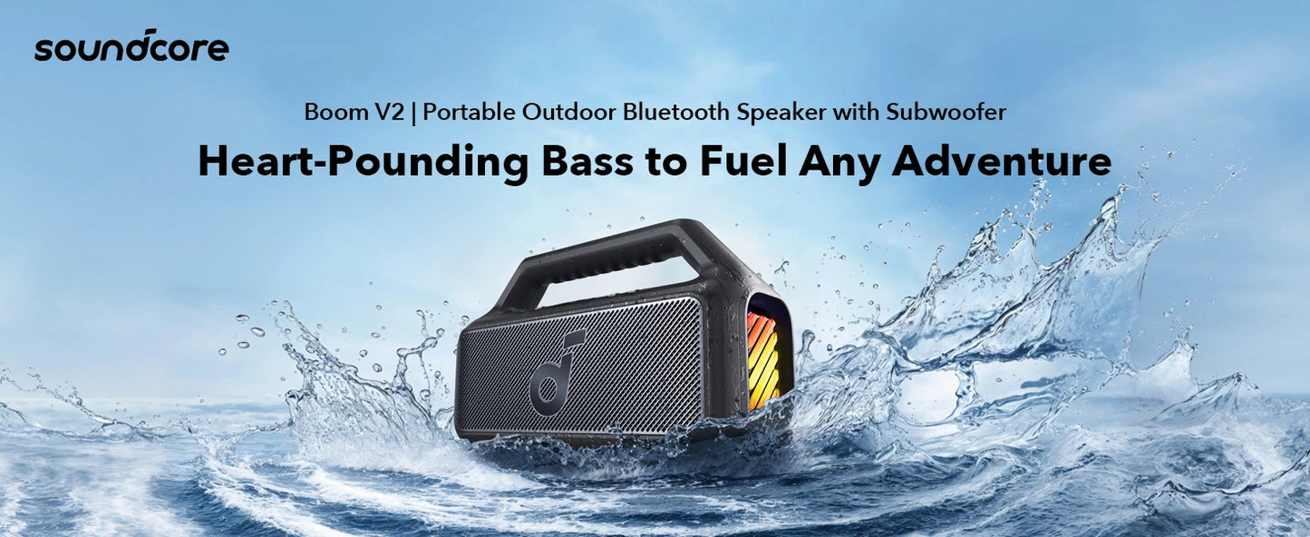 Soundcore Boom V2 Heart-Pounding Bass Wireless Bluetooth Speaker Black A3138
