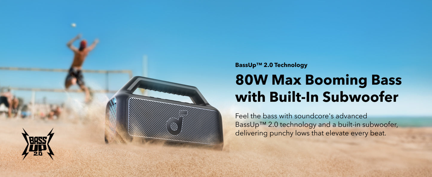 Soundcore Boom V2 Heart-Pounding Bass Wireless Bluetooth Speaker Black A3138