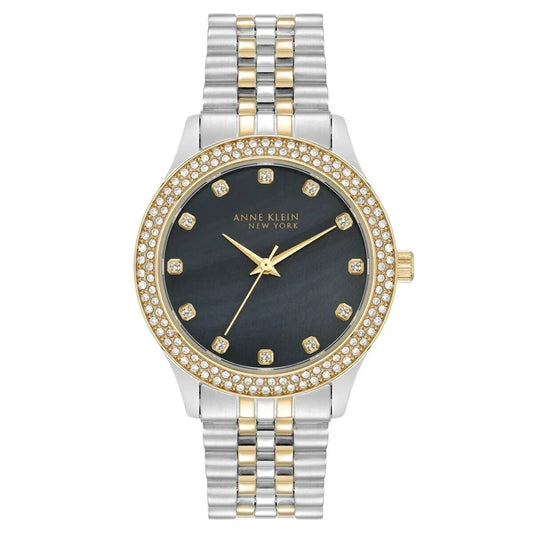 Anne Klein York Stainless Gold-Tone Watch Mother-of-Pearl Dial - 12/7743BMTT